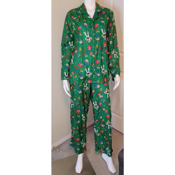 Disney Pixar Toy Story 4 Holiday Pajama Set Green Size XL Buzz Woody Jessie NWT - Picture 1 of 12